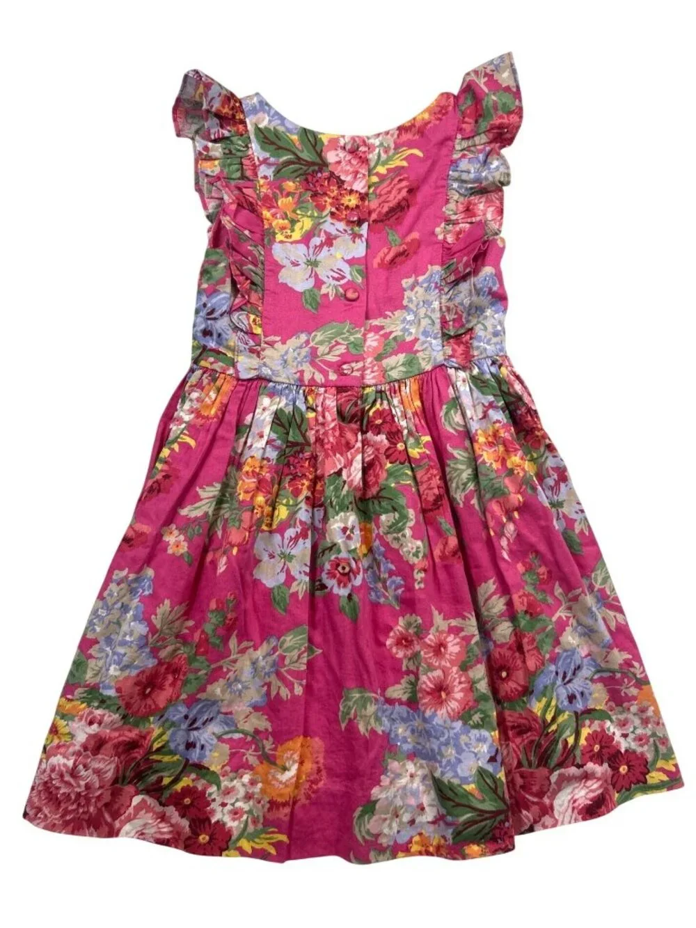 Polo Ralph Lauren Girl's Size 6  Sleeveless Dress Pink Floral Ruffles Summer